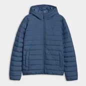 Kurtki męskie - Męska kurtka puchowa z kapturem 4F 4FWAW25TDJAM598-32S Niebieski XXL - miniaturka - grafika 1