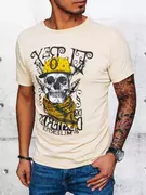 Koszulki męskie - T-shirt męski z nadrukiem kremowy Dstreet RX5092 - miniaturka - grafika 1