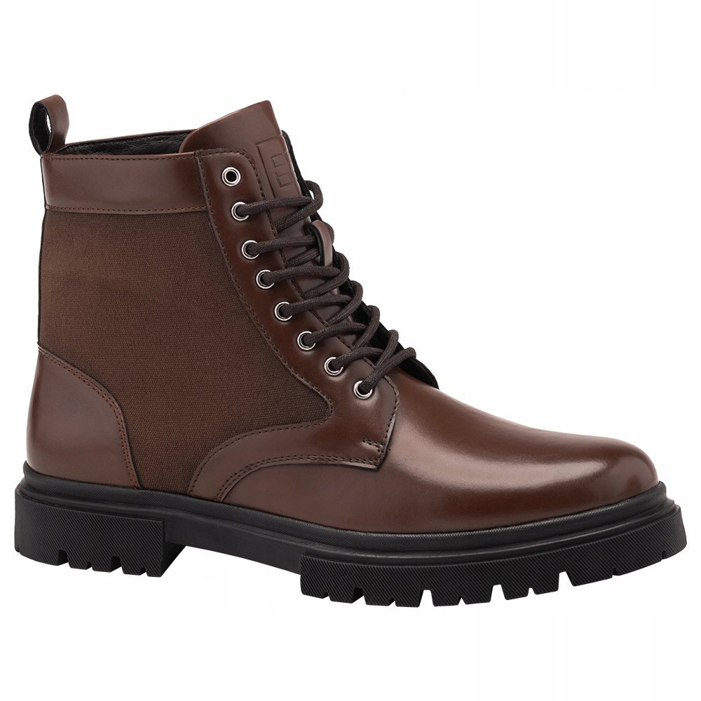 Męskie buty trapery wysokie trzewiki ciemnobrązowe Ombre OM-FOBO-0174 V2 40