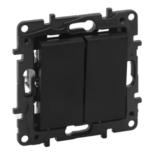 Legrand Łącznik świecznikowy podwójny Niloe Step 863505 wkręty 10AX czarny - Wyłączniki światła i elektryczne - miniaturka - grafika 1