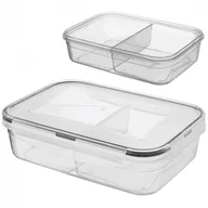 Akcesoria i części AGD - Pojemnik na żywność dzielony z uszczelką szczelny z przegródkami 2 wkłady lunchbox 1 l kod: O-127156 - NATYCHMIASTOWA WYSYŁKA !! - Orion - miniaturka - grafika 1