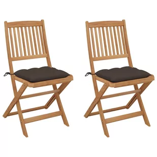 vidaXL Składane krzesła ogrodowe z poduszkami, 2 szt., drewno akacjowe - Fotele i krzesła ogrodowe - miniaturka - grafika 1