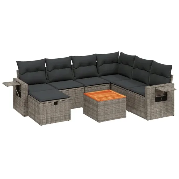 Zestaw mebli ogrodowych szary rattan PE, wymiary 62 x 62 x 69 cm, 55 x 62 x