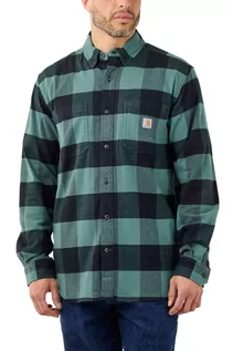 Odzież trekkingowa męska - Koszula flanelowa w kratę Carhartt Midweight L/S Plaid Shirt L04 Slate Green - grafika 1