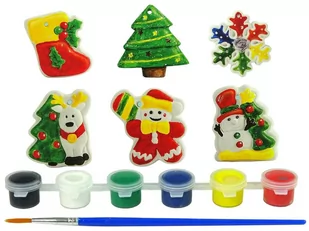 Import LEANToys Zestaw Odlewy Gipsowe Do Malowania Farby Święta Choinka Bałwan 9462 - Zabawki kreatywne - miniaturka - grafika 1