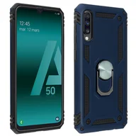Etui i futerały do telefonów - Samsung Galaxy A50 Etui Bi Material Sztywne Miękkie Magnetyczne Podstawka z Pierścieniem Ciemnoniebieskie - miniaturka - grafika 1
