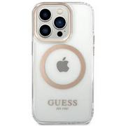 Etui i futerały do telefonów - Guess GUHMP14LHTRMD iPhone 14 Pro 6,1` złoty/gold hard case Metal Outline Magsafe - miniaturka - grafika 1