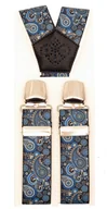 Dodatki do ubrań - Granatowo - niebieskie szelki do spodni w paisley SZ182 - miniaturka - grafika 1