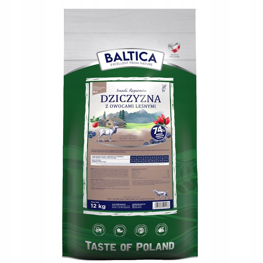 BALTICA Adult M/L Dziczyzna z owocami leśnymi 12kg Karma Sucha Dla Psa
