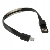 Kable USB - Kabel PC USB Micro USB w kształcie bransoletki na rękę czarny - miniaturka - grafika 1