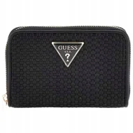 Portfele - Guess Damski Portfel Elegancka Portmonetka Poliuretanowa Czarna Ażurowa - miniaturka - grafika 1
