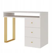 Biurka - Biurko wolnostojące  KLARA z szufladami 100 cm kaszmir beż/złoty - miniaturka - grafika 1