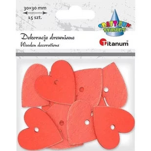 Titanum Drewniane serca czerwone 30x30mm 15szt - Pozostałe akcesoria dla plastyków - miniaturka - grafika 1