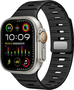 INF Magnetyczna silikonowa bransoletka do Apple Watch - czarno-pomarańczowa Czarny - Akcesoria do smartwatchy - miniaturka - grafika 1