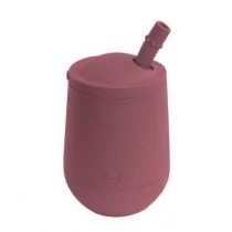 Ezpz Silikonowy kubeczek ze słomką Mini Cup + Straw Training System Mauve 120 ml - Kubki dla dzieci - miniaturka - grafika 1