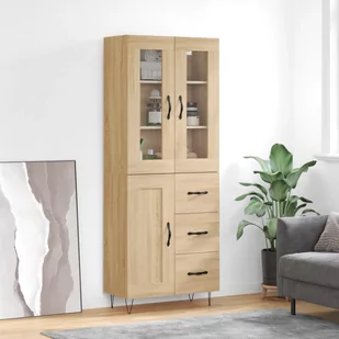 vidaXL Witrynka, dąb sonoma, 69,5x34x180 cm, materiał drewnopochodny - Szafki nocne - miniaturka - grafika 1