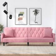 Sofy i kanapy - Rozkładana kanapa z podłokietnikami, różowa, aksamitna Lumarko! - miniaturka - grafika 1