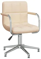 Fotele i krzesła biurowe - Kremowe krzesło biurowe tapicerowane z podokietnikami - Lonja - miniaturka - grafika 1