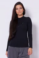 Bluzki damskie - Bluzka z długim rękawem czarna Armani Exchange AF10355 S - miniaturka - grafika 1