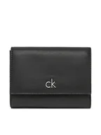 Portfele - Calvin Klein Mały Portfel Damski Ck Re-Lock Medium Trifold LV04F1035G Czarny - miniaturka - grafika 1