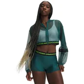 Bluzy damskie - Damska bluza treningowa Under Armour HeatGear Mesh FZ - zielona - UNDER ARMOUR - miniaturka - grafika 1