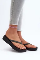 Klapki i japonki damskie - Japonki Klapki Damskie Brokatowy Pasek Czarne 83386 Ipanema Mesh Chic Plat Fem - Zazoo - miniaturka - grafika 1