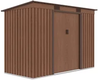Altany ogrodowe - Szopa ogrodowa OREGON 261x121cm Walnut, metalowa, z przesuwanymi drzwiami, kompaktowy magazyn na sprzęt ogrodowy i narzędzia Hardmaister - miniaturka - grafika 1