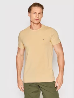 Koszulki męskie - Tommy Hilfiger T-Shirt MW0MW10800 Beżowy Slim Fit - grafika 1