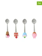 Sztućce dla dzieci - Ard'time Łyżki (4 szt.) "Gelatéria" w kolorze srebrnym ze wzorem - 21 cm - miniaturka - grafika 1