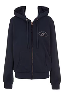 Emporio Armani Damska bluza z kapturem Fuzzy Fleece Full Zip Up, morski, XS - Bluzy damskie - miniaturka - grafika 1