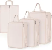 Akcesoria podróżnicze - Torby do Pakowania 4-Częściowy Organizer Wodoodporny Podróżny Beżowe - miniaturka - grafika 1