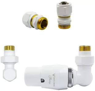 Varioterm Zawór termostatyczny trójosiowy MASTER ze złączką PEX/CU - biały alu-pex - PEX 16 mm prawy EMAGS0206CFK/P(PEX) - Zawory i kraniki - miniaturka - grafika 1