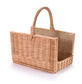 Pudła i pojemniki do przechowywania - Kosz kominkowy na słupkach z obszyciem WIKLINOWY ŚWIAT, rozmiar II - miniaturka - grafika 1