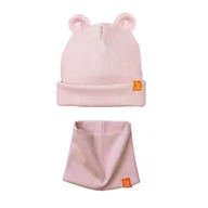 Czapki dla dzieci - Komplet Czapka MISIACZKA z kominem - różowy - miniaturka - grafika 1