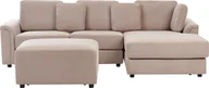 Narożniki - BELIANI Narożnik rogówka beżowoszary tapicerowany lewostronny z otomaną i poduszkami do salonu - miniaturka - grafika 1