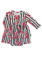 Body dla niemowląt - Niemowlęce sukienko-body z długim rękawem kwiaty białe Nicol,r.86 - miniaturka - grafika 1