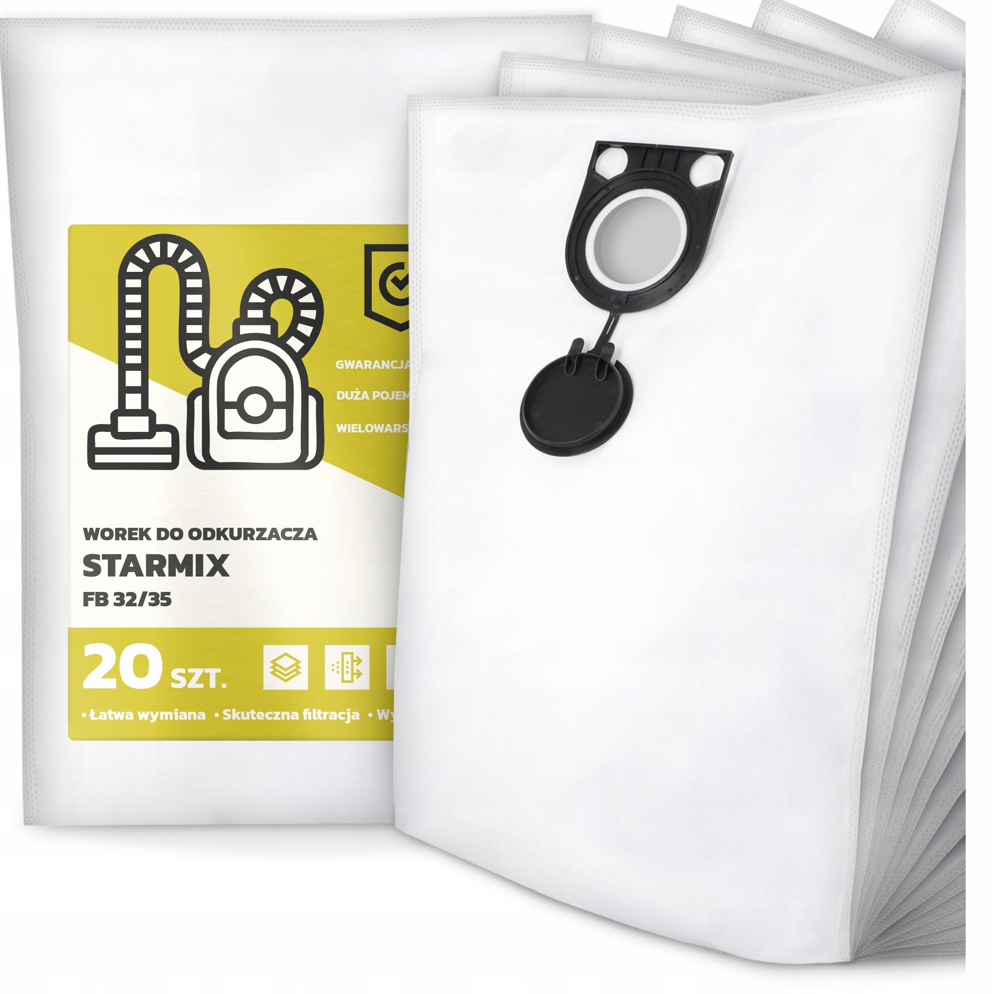 20x Worek do Odkurzacza Starmix Fb 32/35 Syntetyczny Pojemny Mocny Worki G9