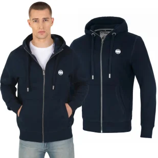 Bluza rozpinana z kapturem Pit Bull New Brushed Fleece Group Small Logo '24 - Granatowa 3XL - Odzież taktyczna i umundurowanie - miniaturka - grafika 1