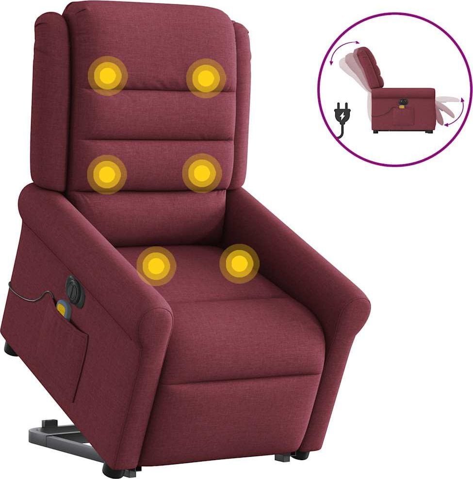 vidaXL vidaXL Podnoszony fotel masujący, elektryczny, rozkładany, czerwony