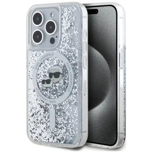 Etui KARL LAGERFELD Liquid Glitter Karl & Choupette Head Magsafe do Apple iPhone 15 Pro Max Przezroczysty | Bezpłatny transport - Etui i futerały do telefonów - miniaturka - grafika 1