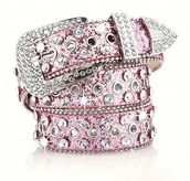 Paski - Pasek Y2K z diamencikami różowy kryształki vintage streetwear prezent - miniaturka - grafika 1