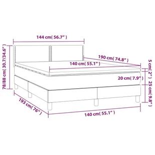 Lumarko Łóżko kontynentalne z materacem i LED  biała ekoskóra 140x190cm - Łóżka - miniaturka - grafika 8