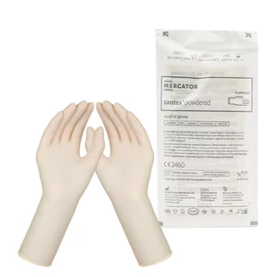 Rękawiczki chirurgiczne lateksowe sterylne 9.0 pudrowane Mercator Santex Powdered 1 para - Rękawiczki jednorazowe - miniaturka - grafika 1