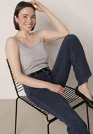 Koszulki i topy damskie - Szary Bawełniany Top Bieliźniany z Koronką na Regulowanych Ramiączkach Beralisa - miniaturka - grafika 1