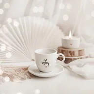 Filiżanki - Filiżanka 100 ml espresso ze spodkiem - Łyk mocy ZŁOTE SERCE - miniaturka - grafika 1