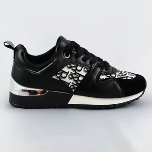 Damskie adidasy na podwyższonej podeszwie czarne (666-20) - marka niezdefiniowana - Buty sportowe damskie - miniaturka - grafika 1