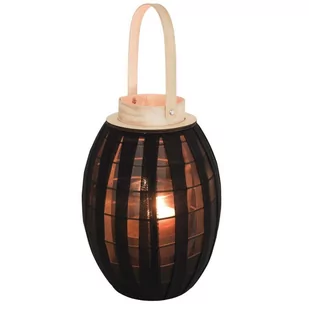 Home Styling Collection Lampion latarnia ze szklanym wkładem czarny ogrodowy dekoracyjny 34x22 cm - Świeczniki - miniaturka - grafika 1