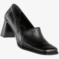 Czółenka - Czółenka Damskie Skórzane Buty Na Obcasie Klasyczne Czarne Jurek 114 Czarny 39 - miniaturka - grafika 1