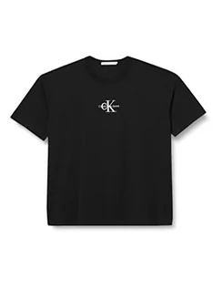 Koszulki i topy damskie - Calvin Klein Damska koszulka plus Monologo Boyfriend S/S dzianinowe topy, Ck czarny, XXL - grafika 1