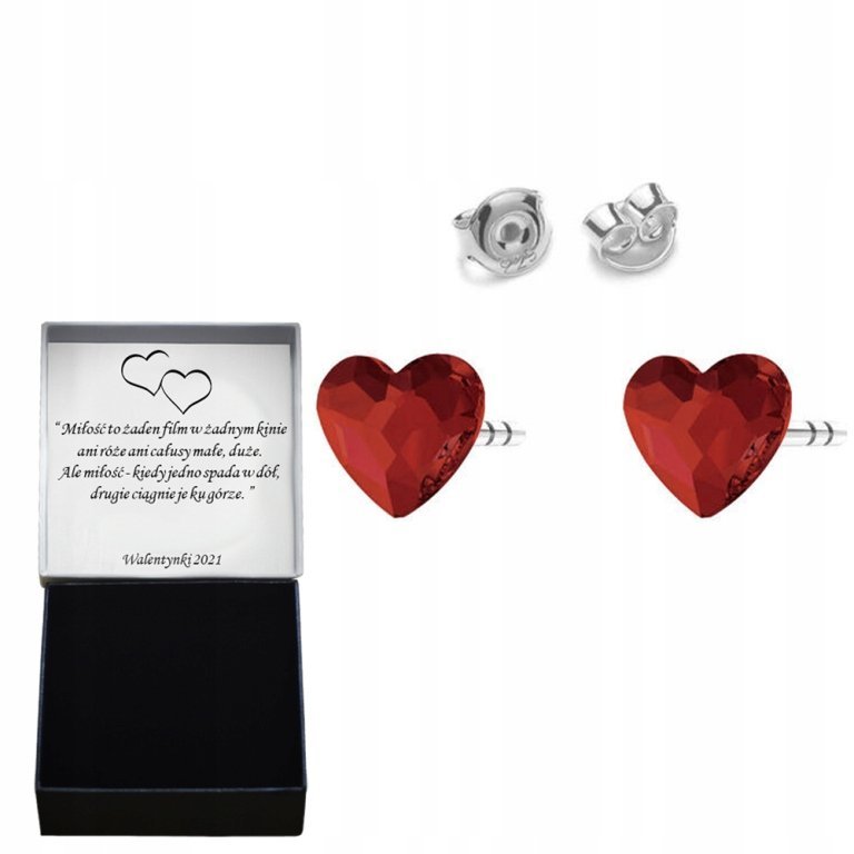 Srebrne kolczyki SERCE 6mm różne kolory DEDYK